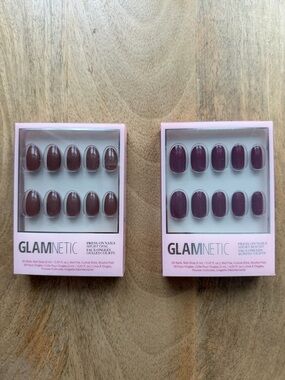 GLAMNETIC Press-On Nails — Deep Plum & Brown Set